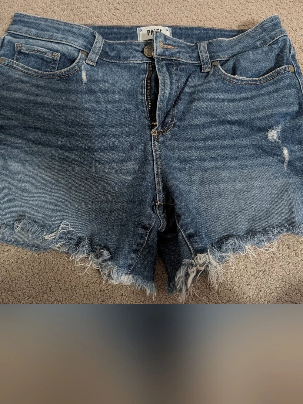 PAIGE Parker Short Denim Shorts - Medium Blue - Picture 1 of 4